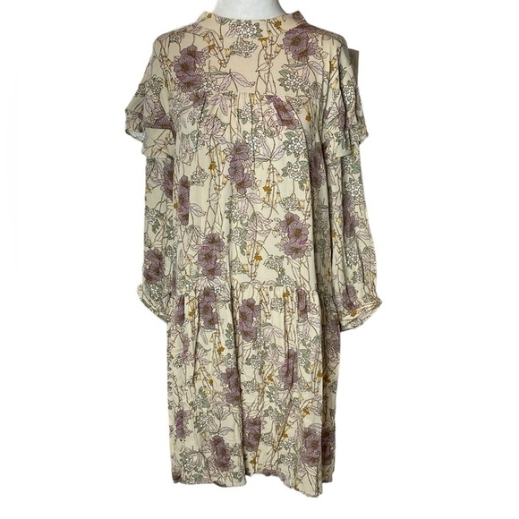 A.N.A. Cottagecore Prairie Woman’s 3/4 Sleeve Dress Cream Floral Large NWT - Picture 1 of 15